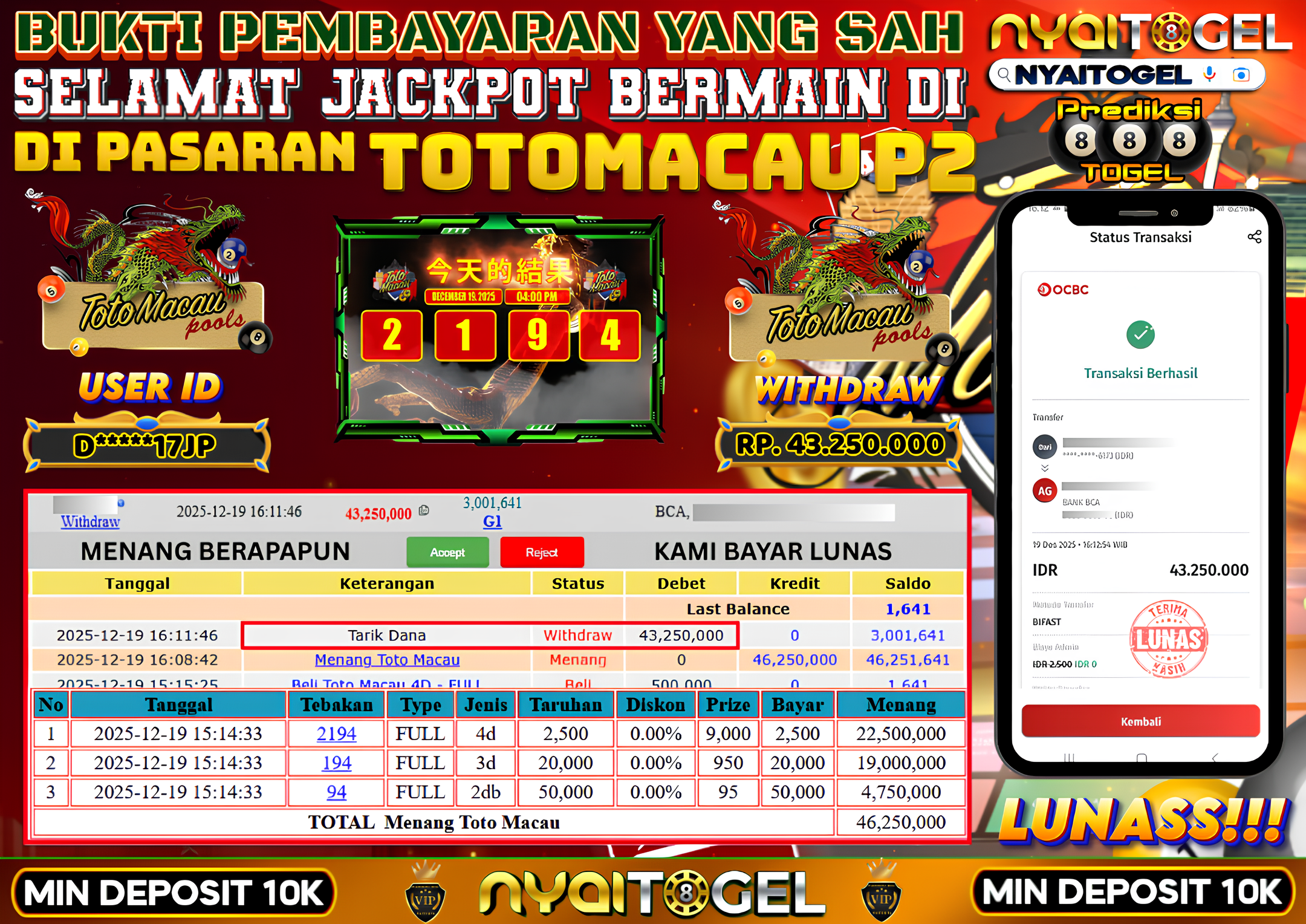 NYAITOGEL Bukti Jackpot Togel
