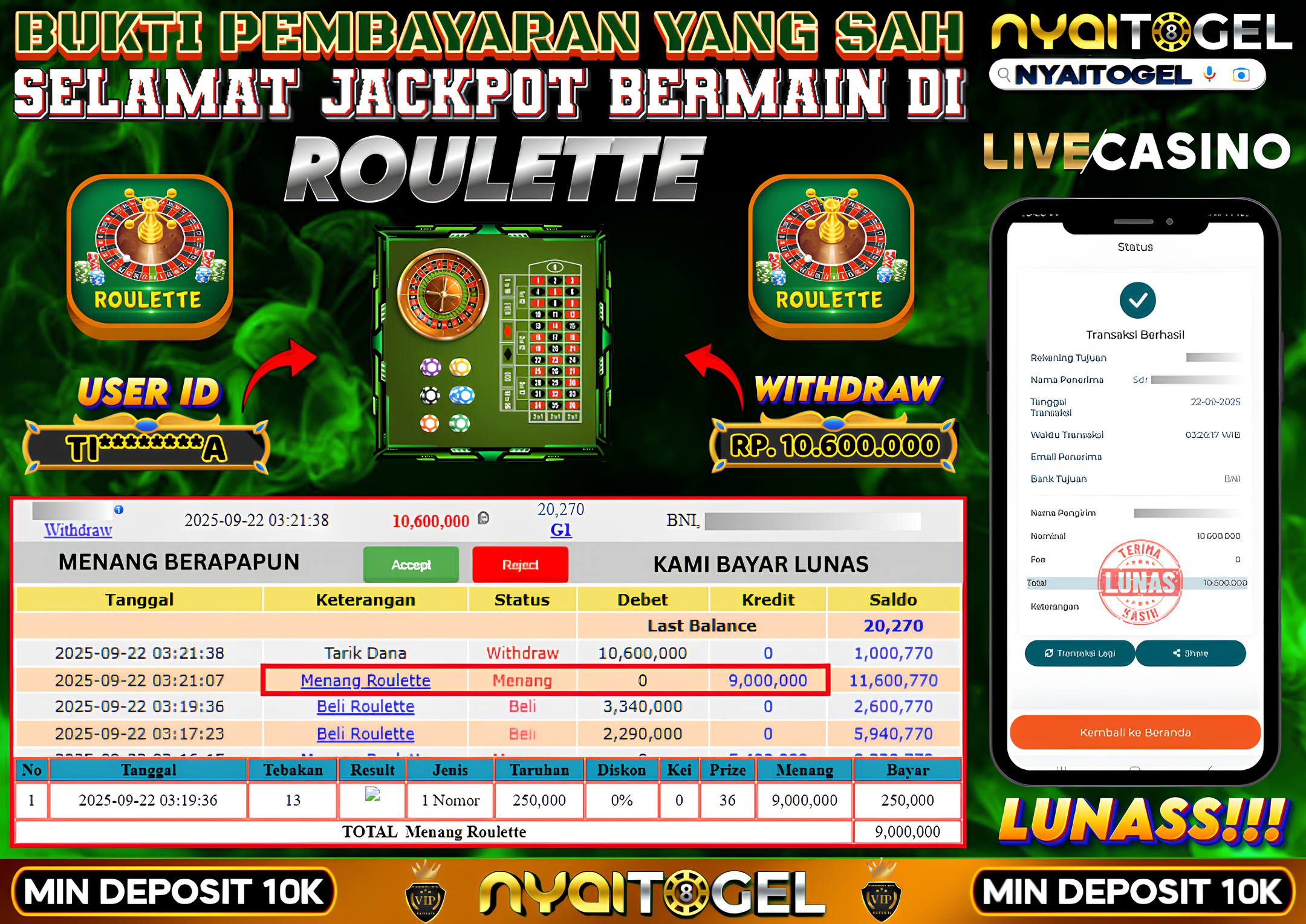 NYAITOGEL Bukti Jackpot Livecasino