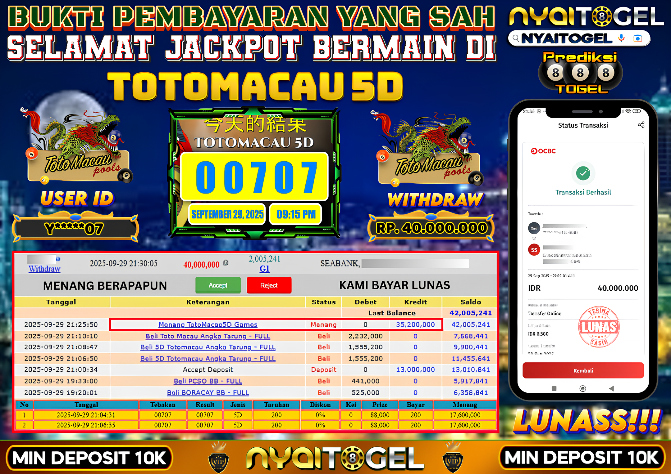 NYAITOGEL Bukti Jackpot Togel