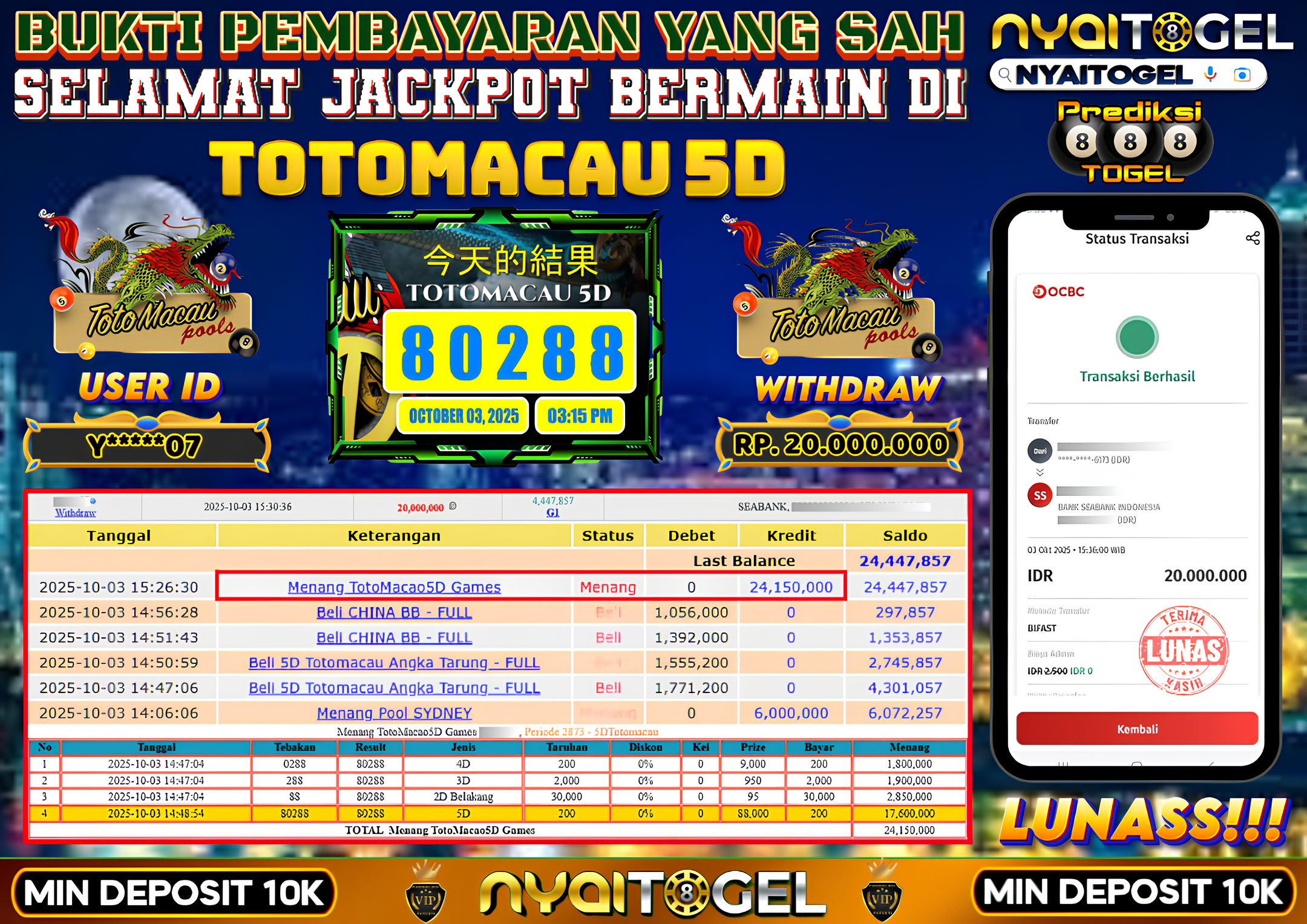NYAITOGEL Bukti Jackpot Togel