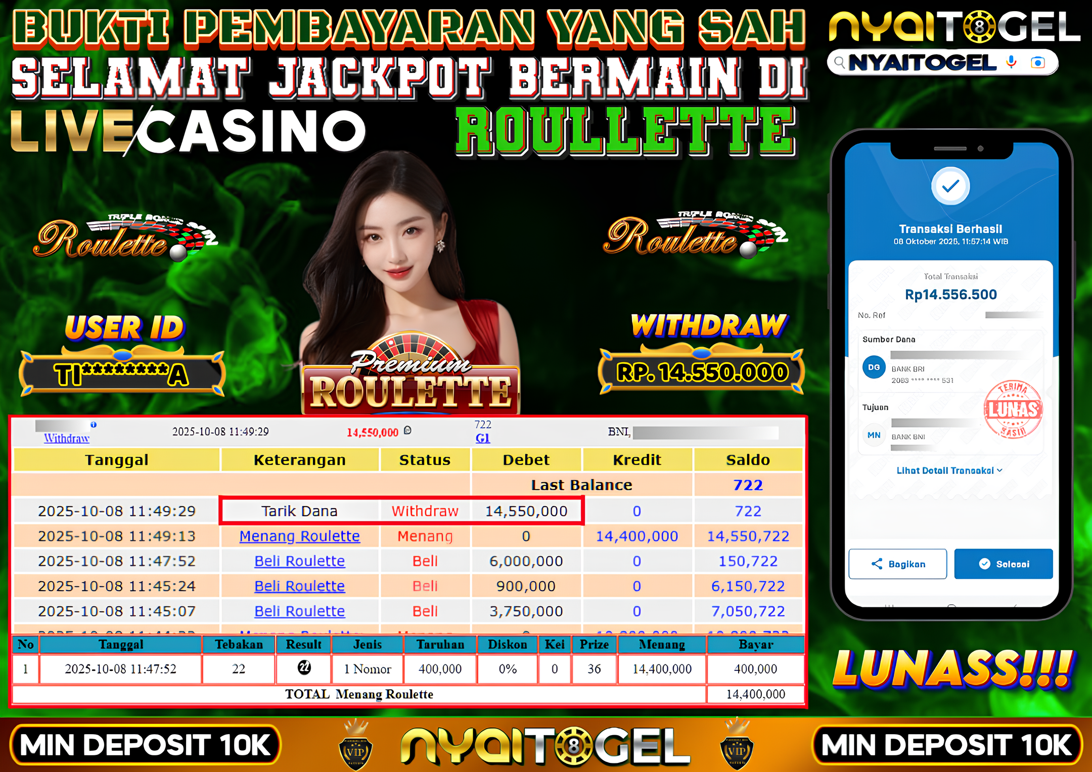 NYAITOGEL Bukti Jackpot Livecasino