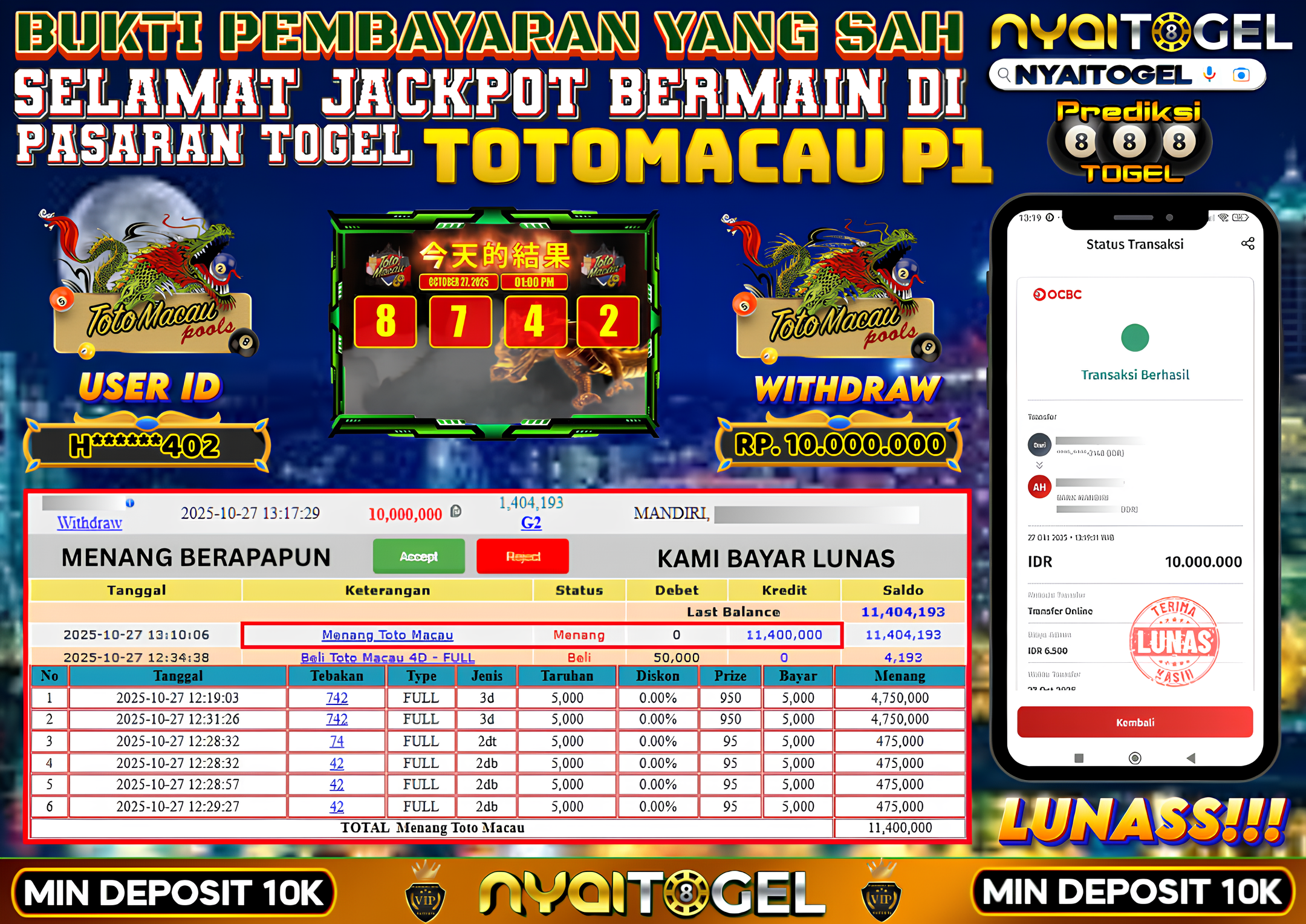 NYAITOGEL Bukti Jackpot Togel