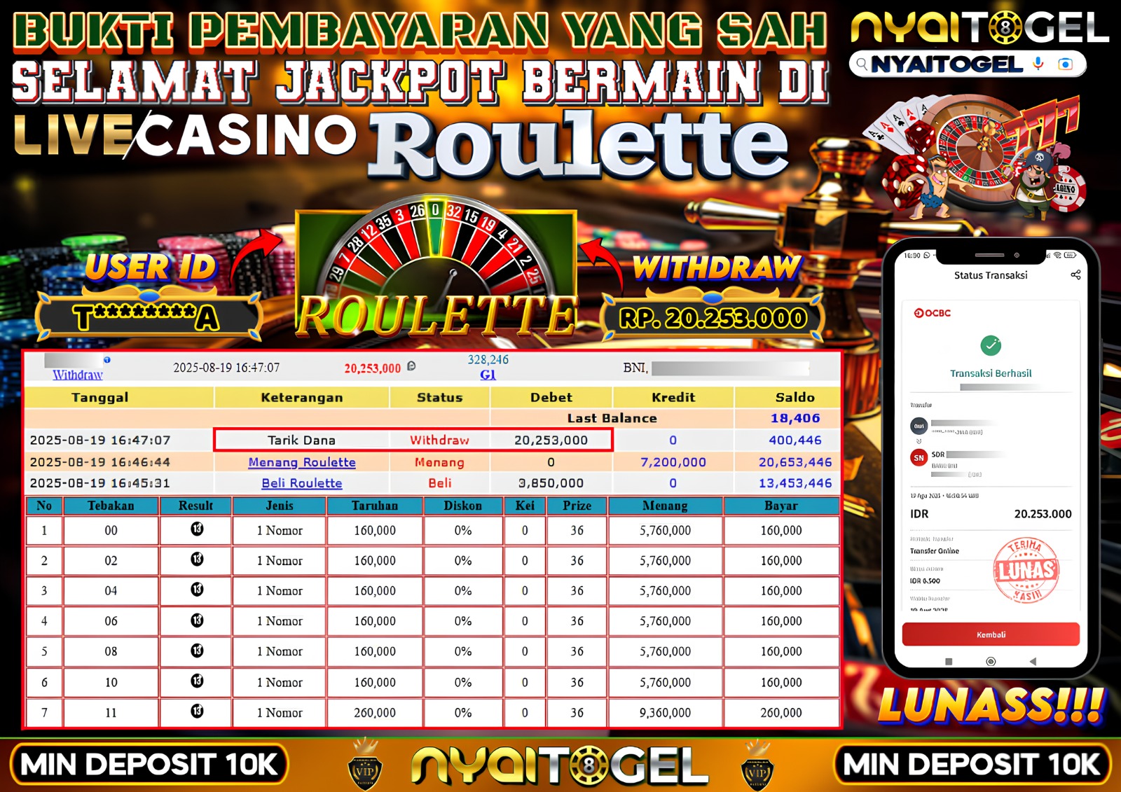 bukti jp livecasino